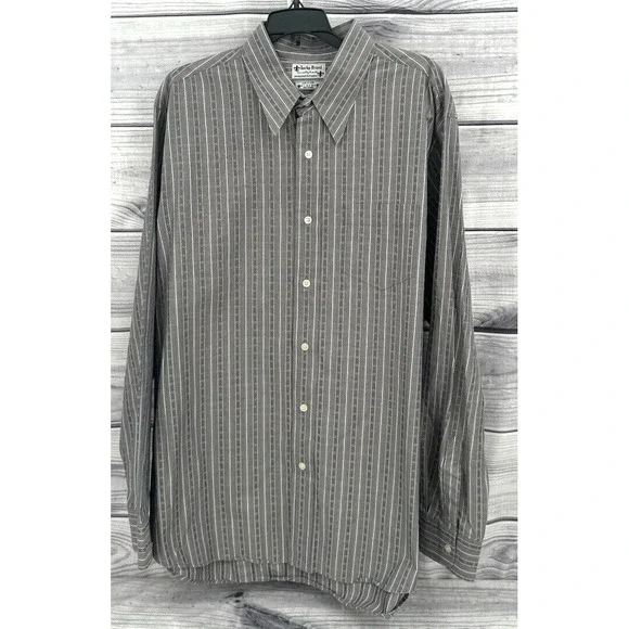 LUCKY BRAND BUTTON‎ FRONT LONG SLEEVE SHIRT Men's Size XL GREY STRIPE - Picture 3 of 5